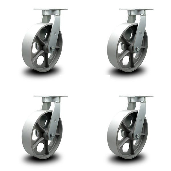 Service Caster 12 Inch Extra Heavy Duty Semi Steel Cast Iron Wheel Swivel Caster SCC, 4PK SCC-KP92S1230-SSR-4 - main